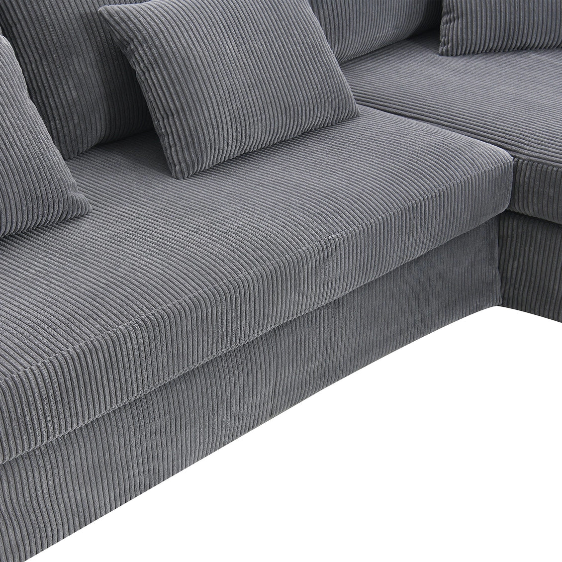 Modern L Shaped Corduroy Sofa with Reversible Chaise