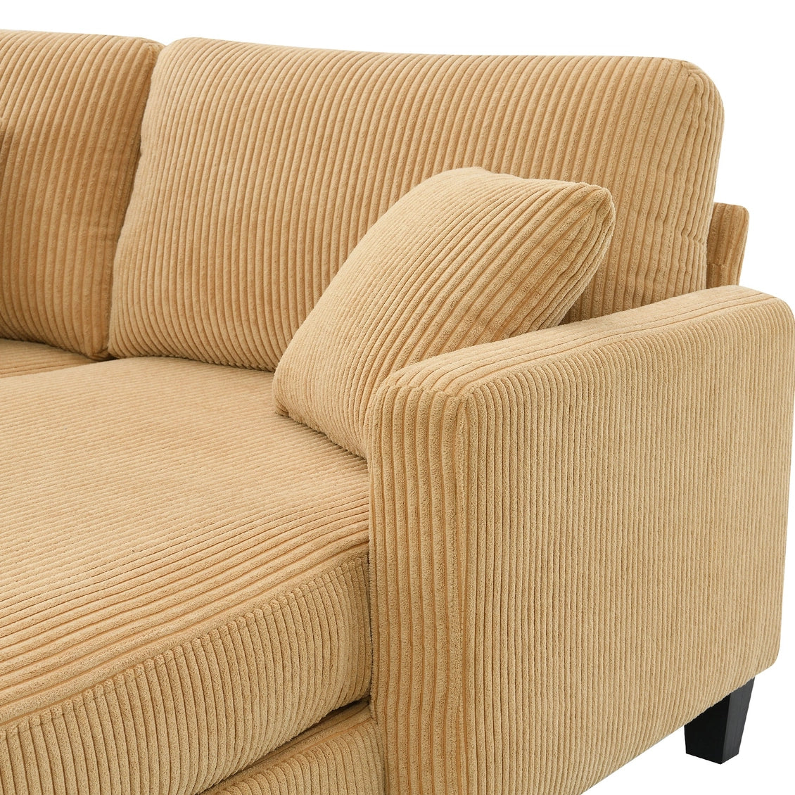 Modern L Shaped Corduroy Sofa with Reversible Chaise