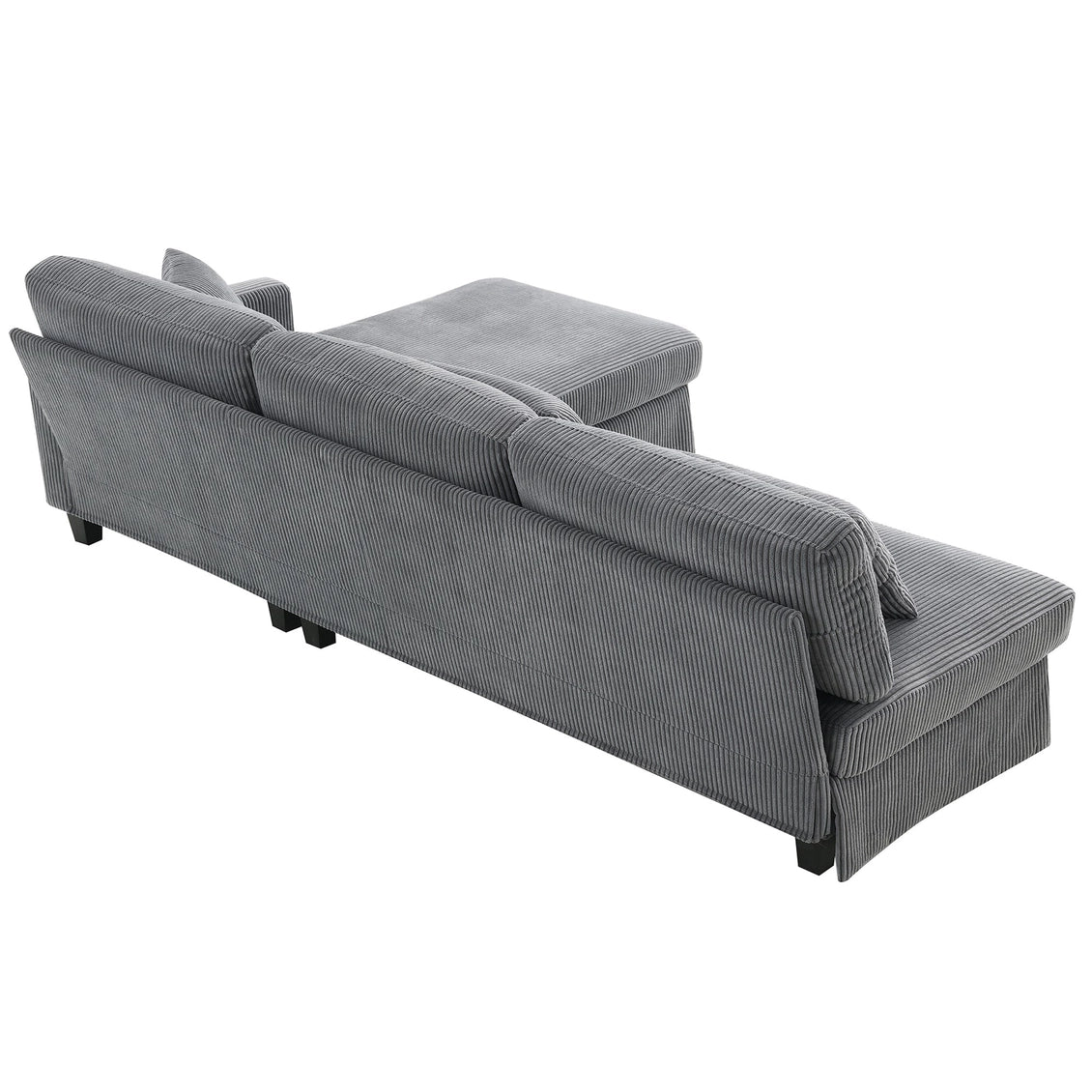 Modern L Shaped Corduroy Sofa with Reversible Chaise