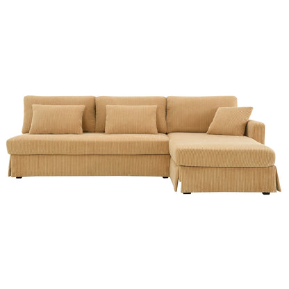 Modern L Shaped Corduroy Sofa with Reversible Chaise