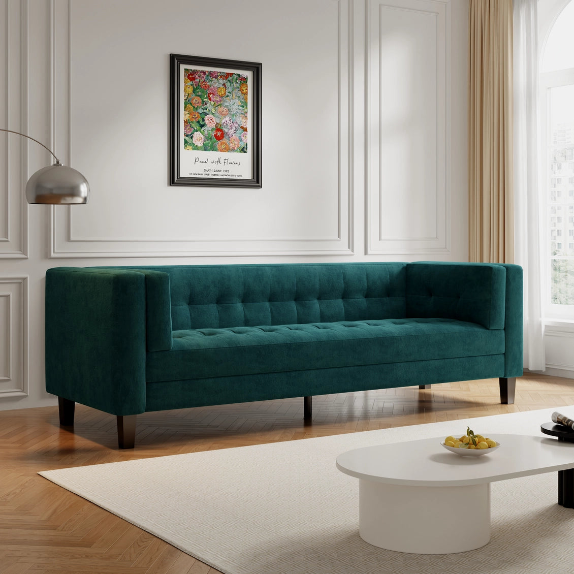 3-Seater Sofa, Upholstered Tufted Couch