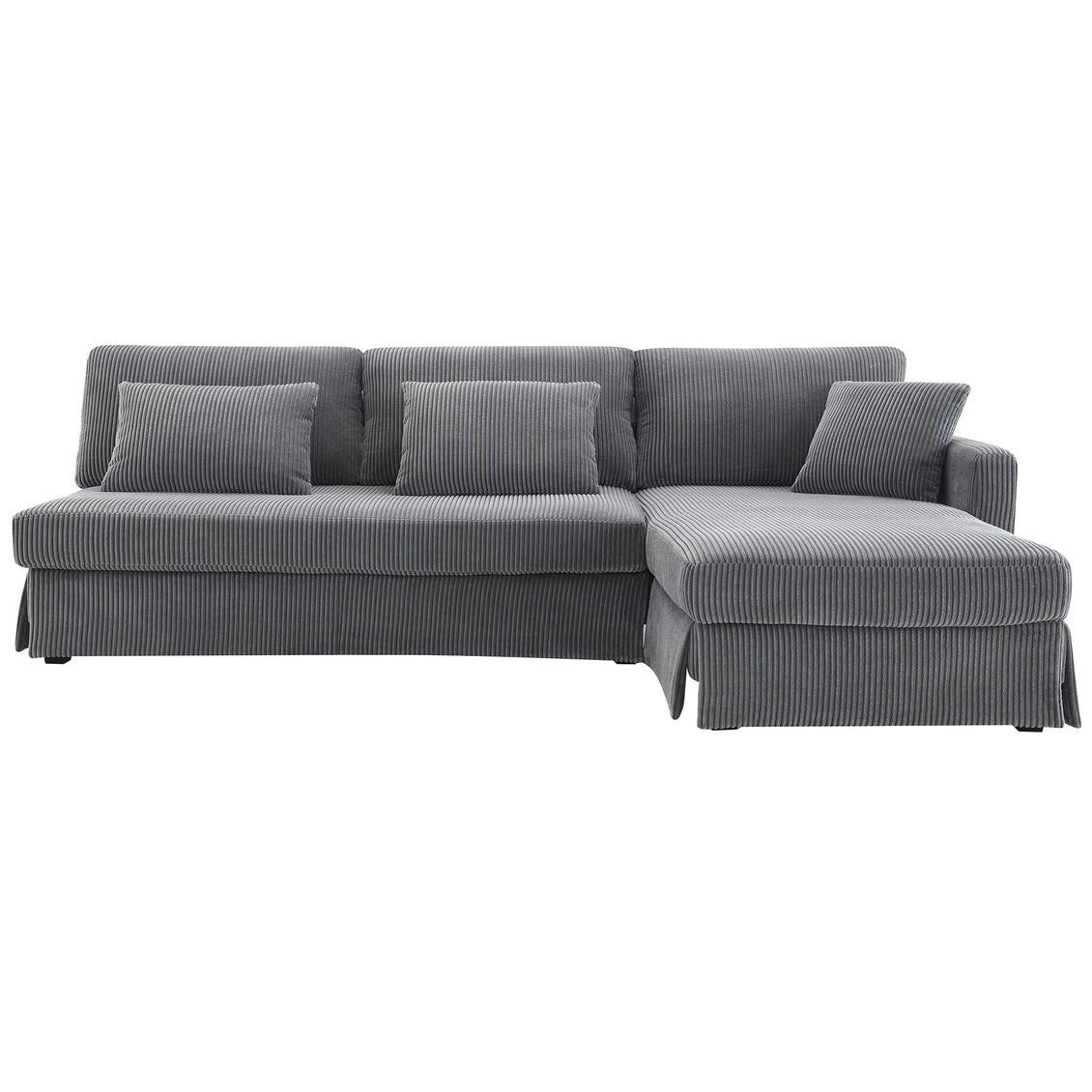 Modern L Shaped Corduroy Sofa with Reversible Chaise