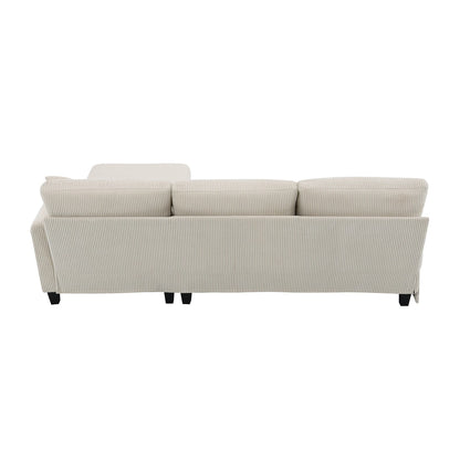 Modern L Shaped Corduroy Sofa with Reversible Chaise