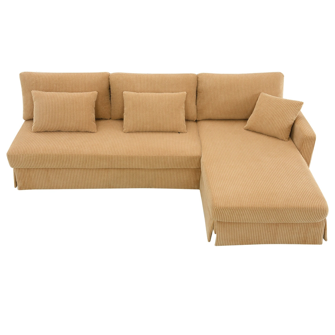 Modern L Shaped Corduroy Sofa with Reversible Chaise